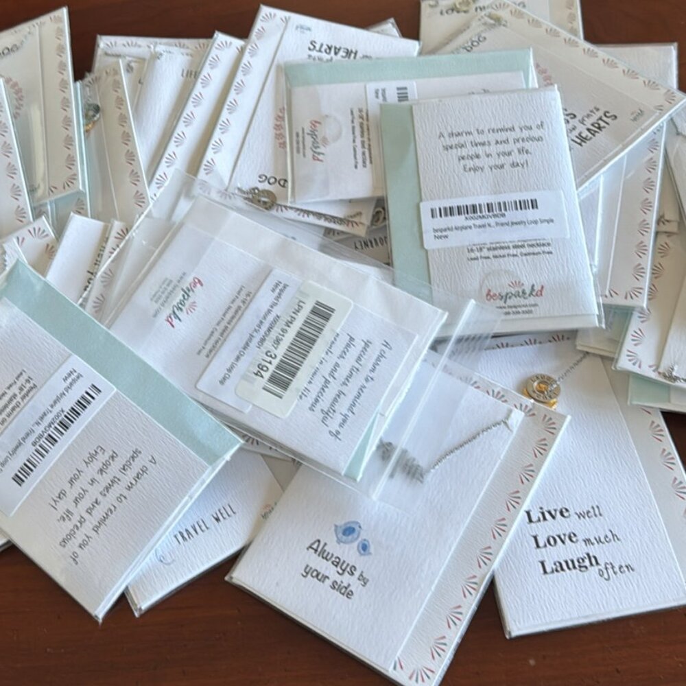 69 Amazon Packaged Necklaces with Greeting Cards - 69 Necklaces in Total - OSFM